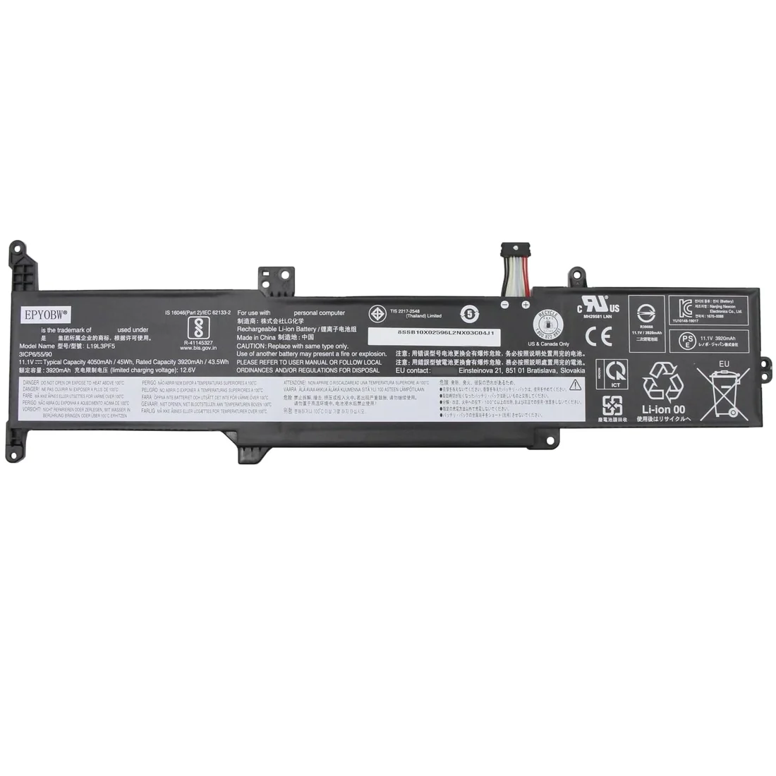 Lenovo IdeaPad 3 / IdeaPad 5 45Wh 3-Cell Battery (L19C3PF1) — Lenovo laptop keyboard and ports view, Lahore Pakistan