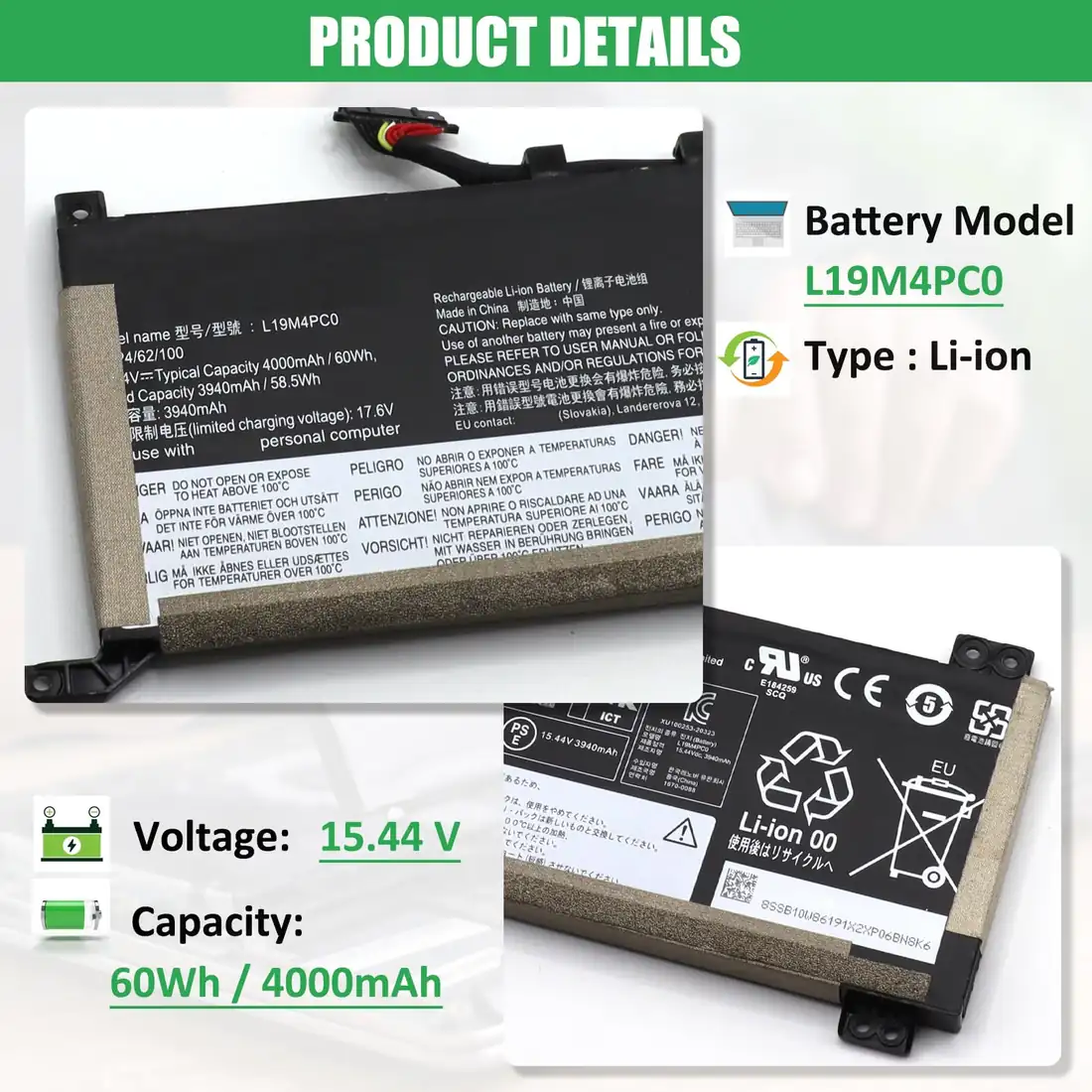 Lenovo Legion 5 / Legion Y540 80Wh 4-Cell Gaming Battery (L19C4PC0) — used Lenovo laptop, price in Pakistan at NN Laptops Hafeez Center Lahore