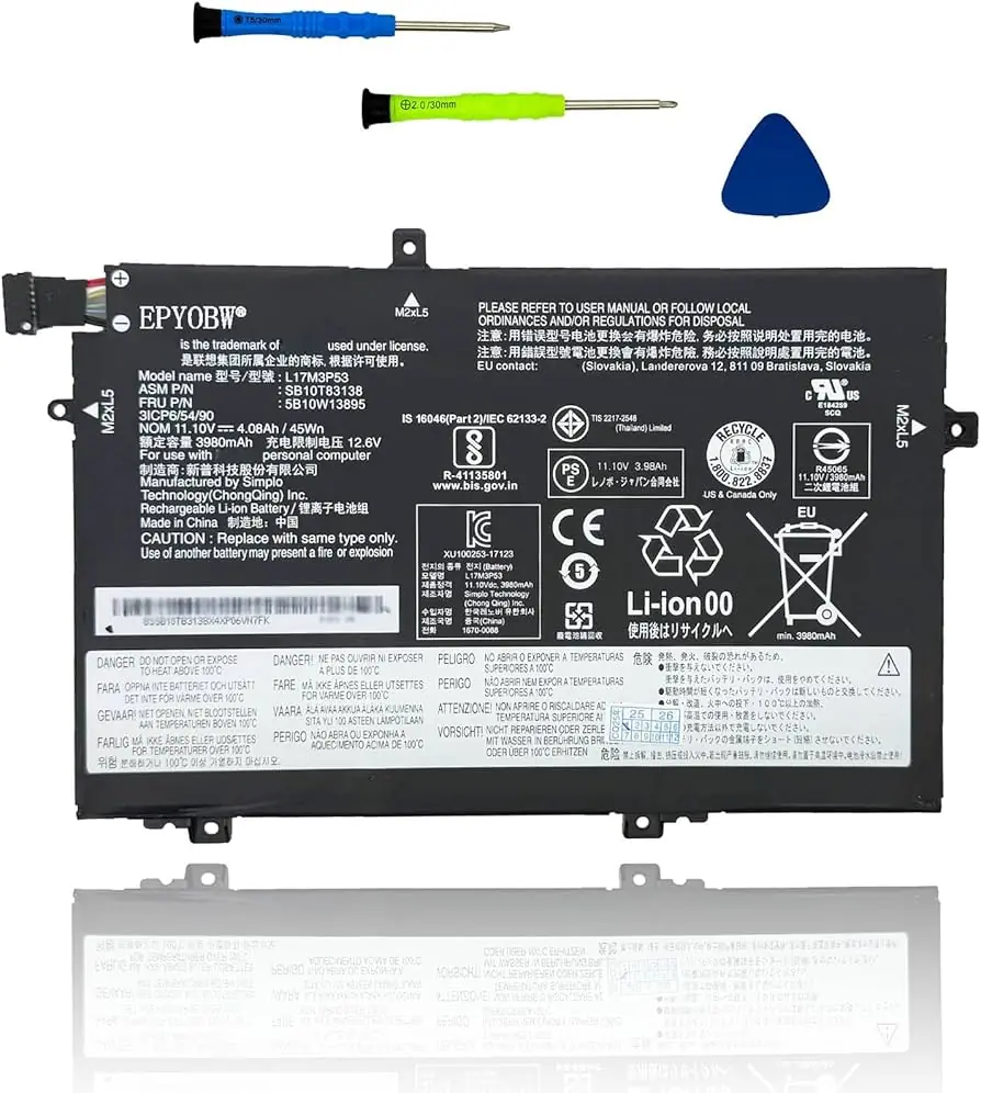 Lenovo ThinkPad L480 / L490 / L590 45Wh 3-Cell Battery (01AV463) — Lenovo laptop keyboard and ports view, Lahore Pakistan