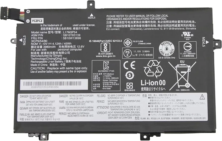 Lenovo ThinkPad L480 / L490 / L590 45Wh 3-Cell Battery (01AV463) — used Lenovo laptop for sale in Pakistan, NN Laptops Lahore