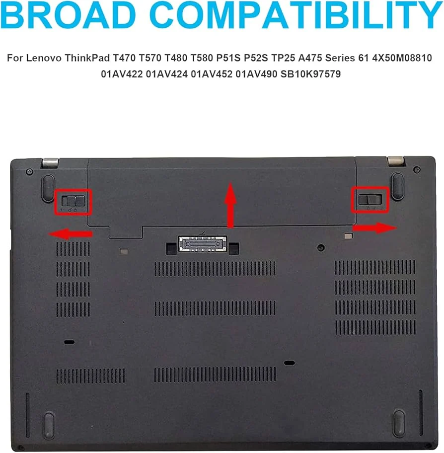 Lenovo ThinkPad T470/T480/T570 Battery — Lenovo laptop side and angled view, buy in Lahore Pakistan