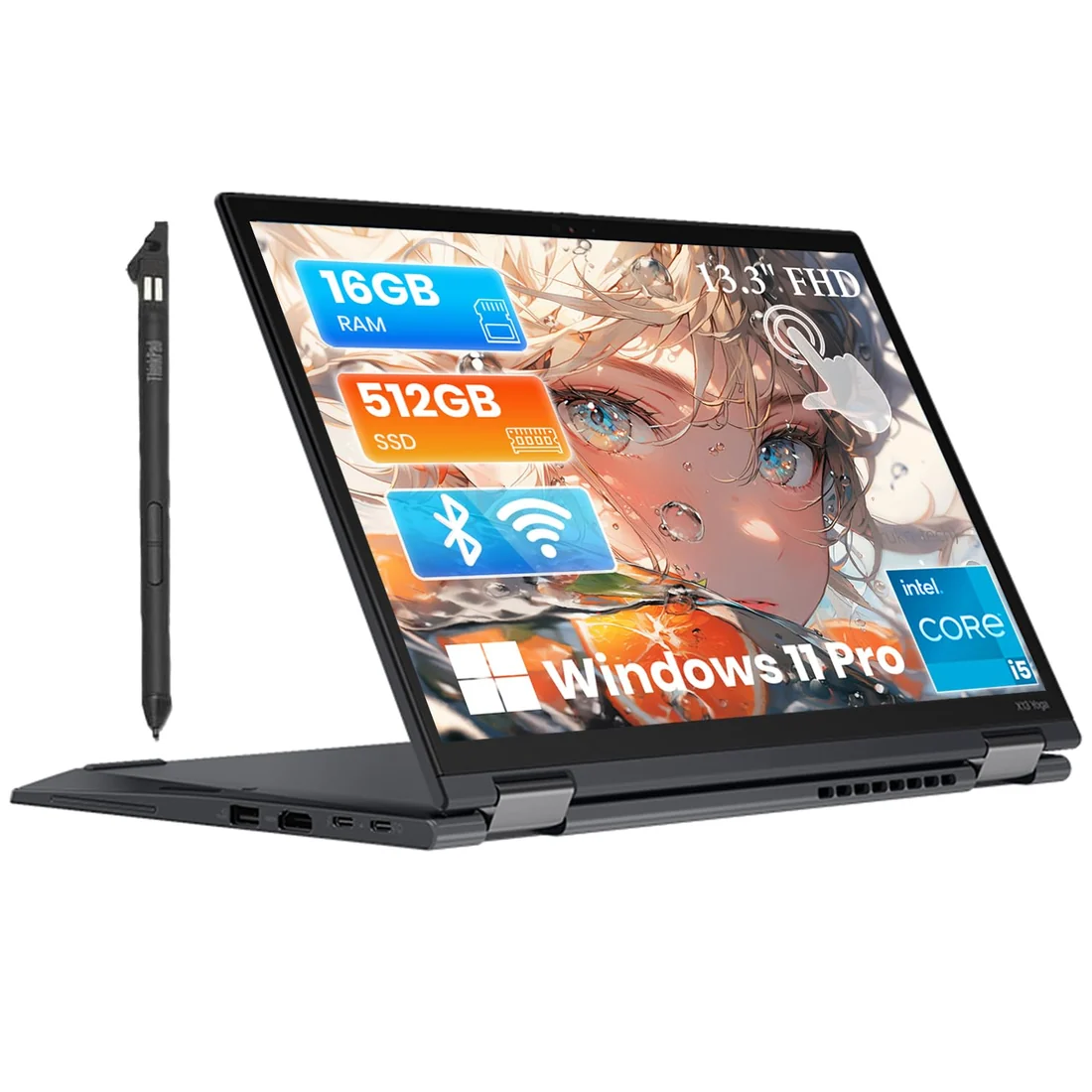 Lenovo ThinkPad X13 Gen 2 i7-1165G7 16GB 512GB Used Laptop Lahore — Lenovo laptop keyboard and ports view, Lahore Pakistan