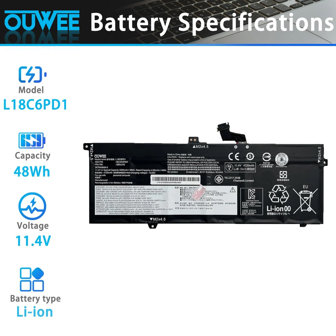 Lenovo ThinkPad X390/X395 Battery — Lenovo laptop side and angled view, buy in Lahore Pakistan