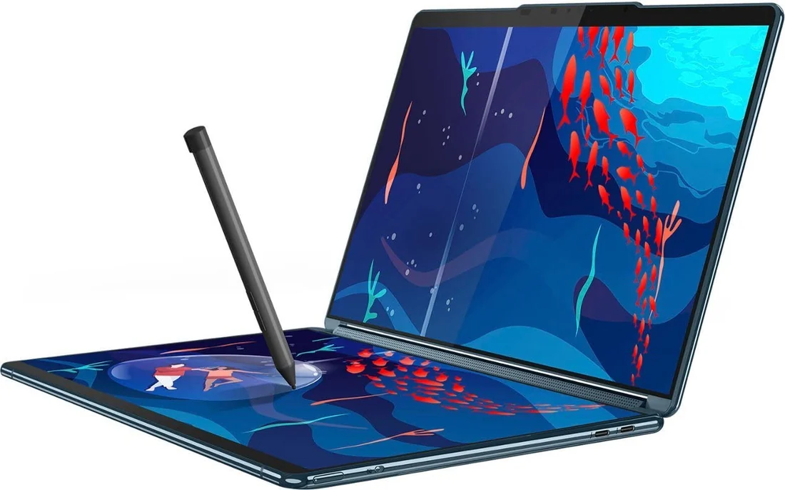 Lenovo Yoga Book 9i 13IRU8 i7-1355U 16GB 512GB Used Laptop Lahore — Lenovo laptop side and angled view, buy in Lahore Pakistan