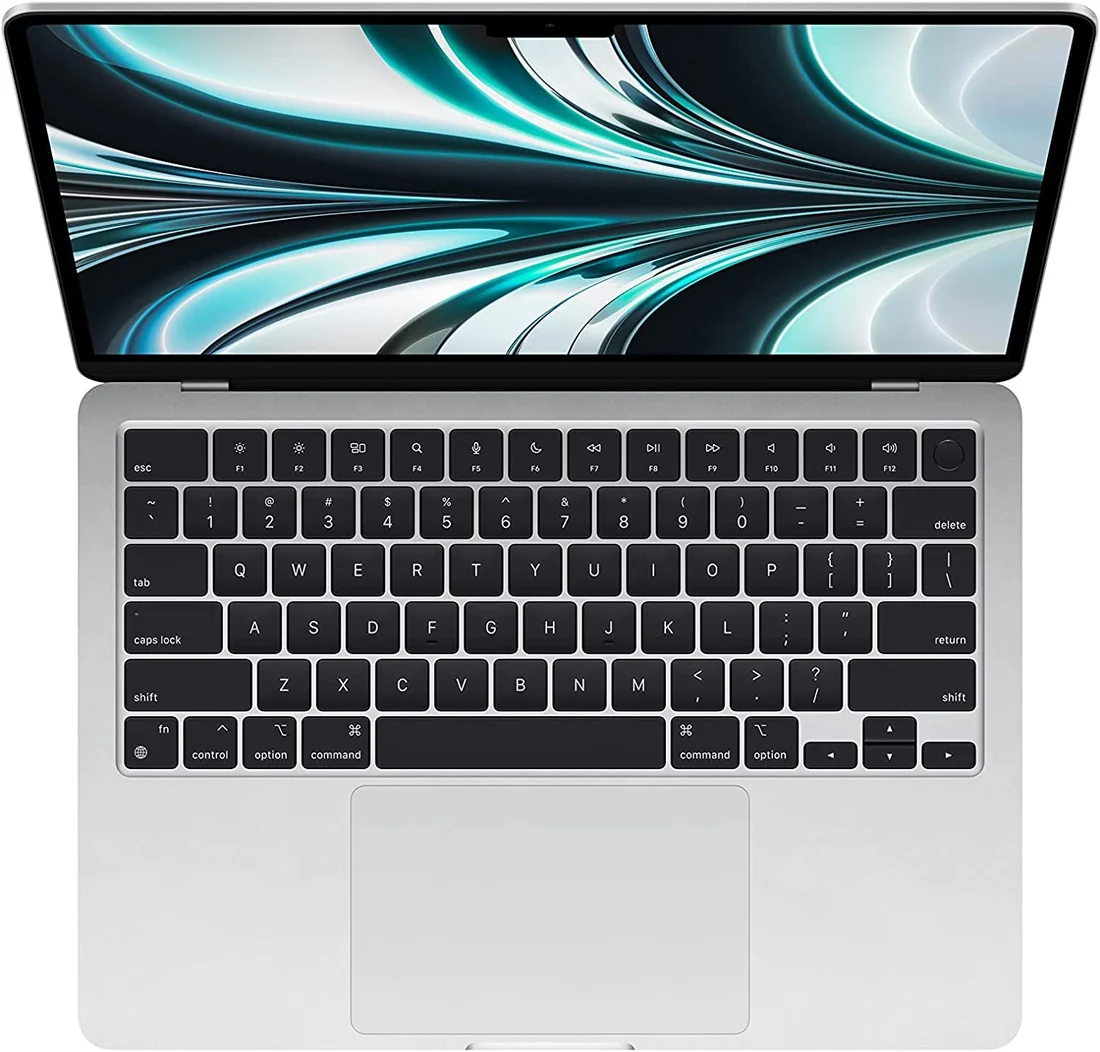 MacBook Air 13″ 2022 M2 Keyboard (Backlit) — Apple laptop keyboard and ports view, Lahore Pakistan
