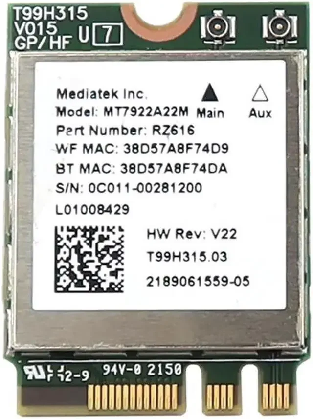 MediaTek MT7922 WiFi 6E M.2 2230 Laptop WiFi Card — MediaTek laptop side and angled view, buy in Lahore Pakistan