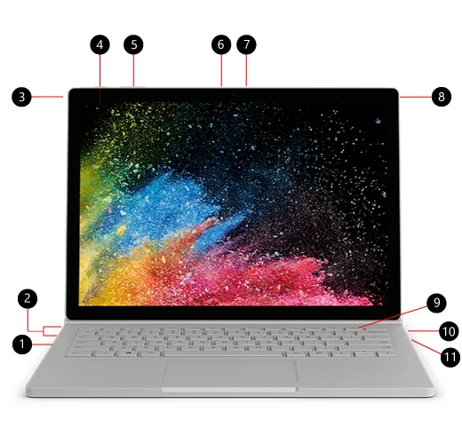 Microsoft Surface Book 2 i7-8650U 16GB 512GB — Microsoft laptop side and angled view, buy in Lahore Pakistan