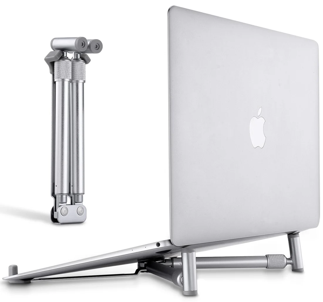 Portable Aluminium Travel Laptop Stand Foldable Silver — Generic laptop side and angled view, buy in Lahore Pakistan