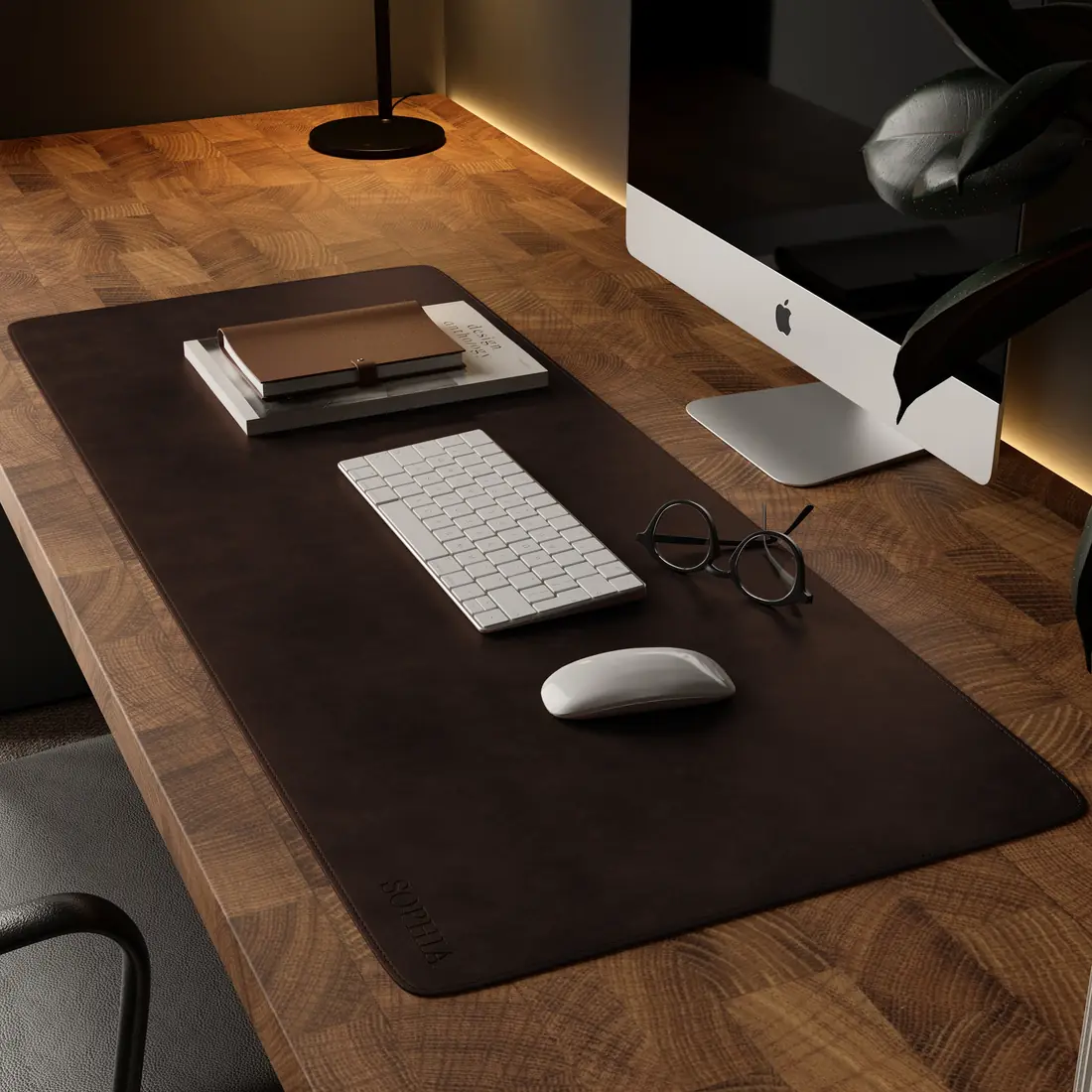 Premium PU Leather Office Desk Mat Mouse Pad 90x40cm Brown — genuine accessories in Lahore, Pakistan
