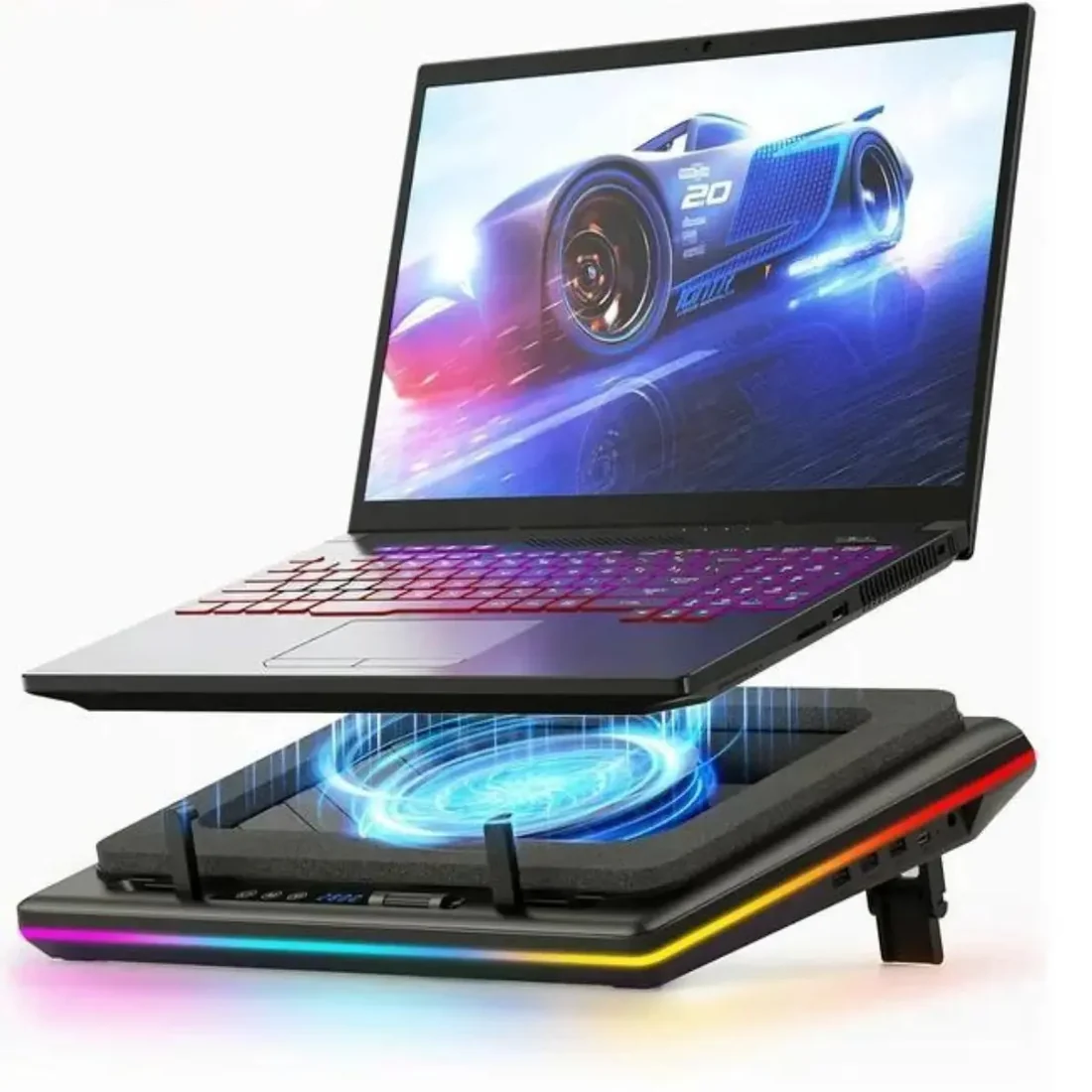 RGB Gaming Cooling Pad 17 inch 5 Fan Variable Speed Knob — accessories price in Pakistan, NN Laptops Lahore