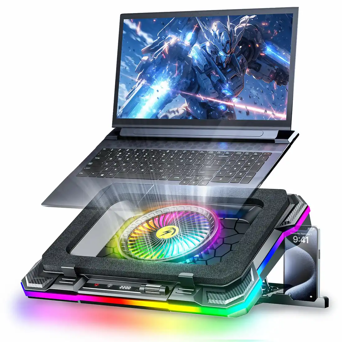 RGB Gaming Laptop Cooling Pad — Generic laptop side and angled view, buy in Lahore Pakistan