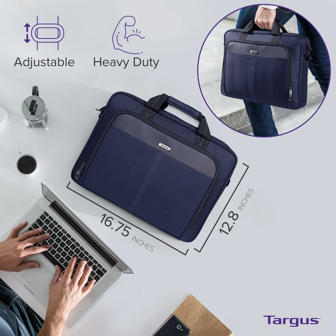 Targus Classic 15.6 inch Laptop Briefcase Bag Original — Targus laptop side and angled view, buy in Lahore Pakistan