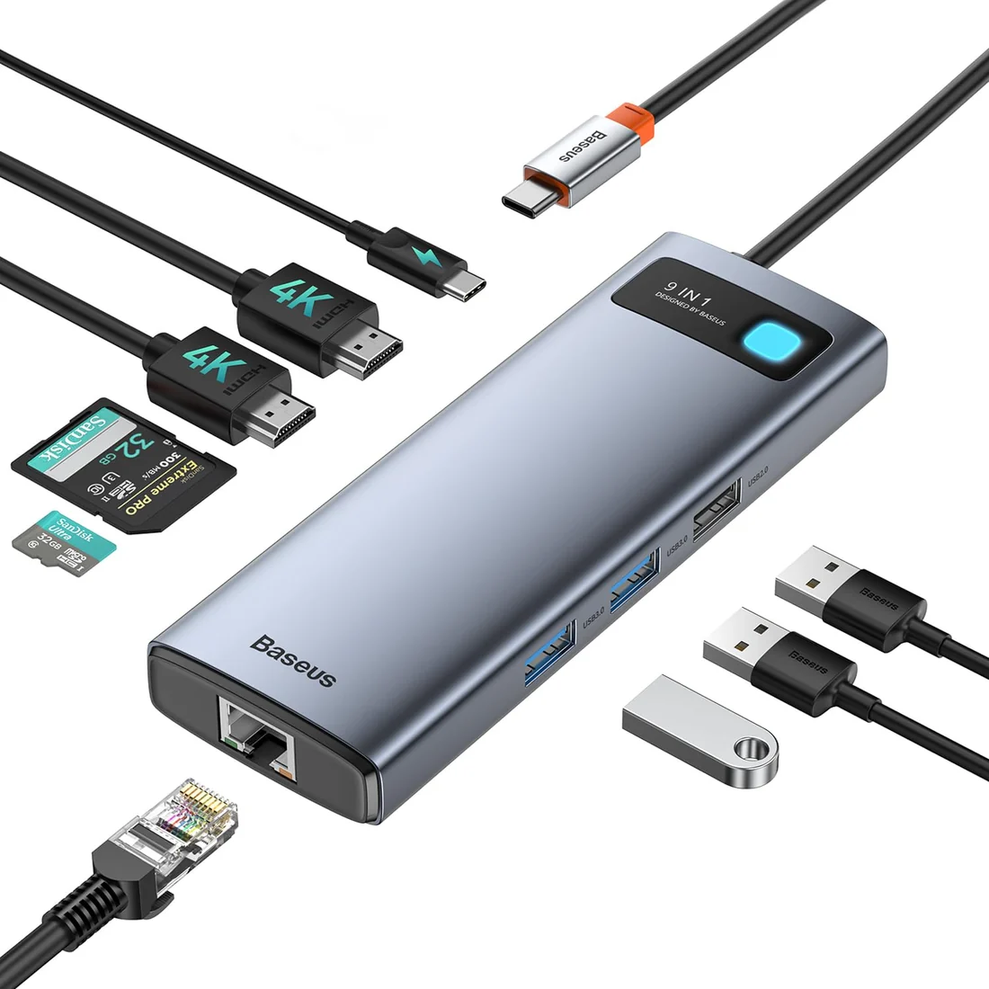 Type-C Dock Hub 9-in-1 (Baseus) — genuine accessories in Lahore, Pakistan