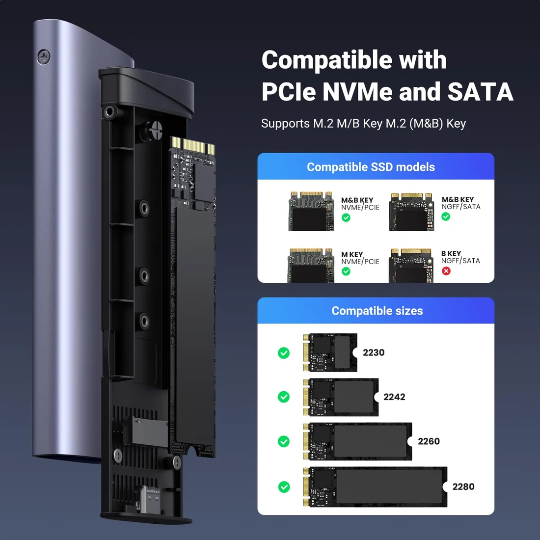 UGREEN M.2 SATA to USB 3.0 Adapter Enclosure — Portable USB-C SSD — laptop parts price in Pakistan, NN Laptops Lahore