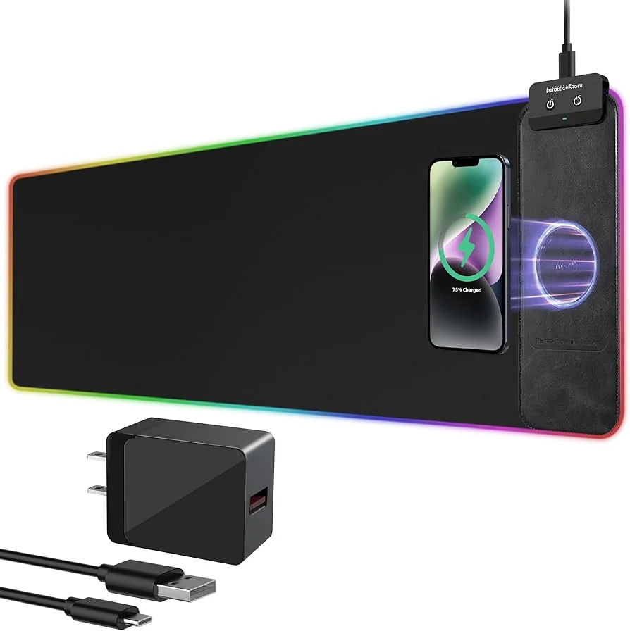 Wireless Charging Mouse Pad 10W Qi RGB Large 35x30cm Black — accessories price in Pakistan, NN Laptops Lahore